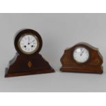 An Edwardian mahogany mantel clock and another smaller (2)