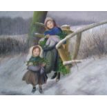 Clifton (British 20th Century), Children Carrying Holly in the Snow