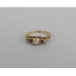 A Victorian 15ct gold chrysoberyl and ruby ring