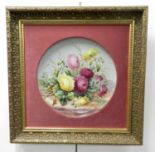 Early 20th century floral earthenware plaque