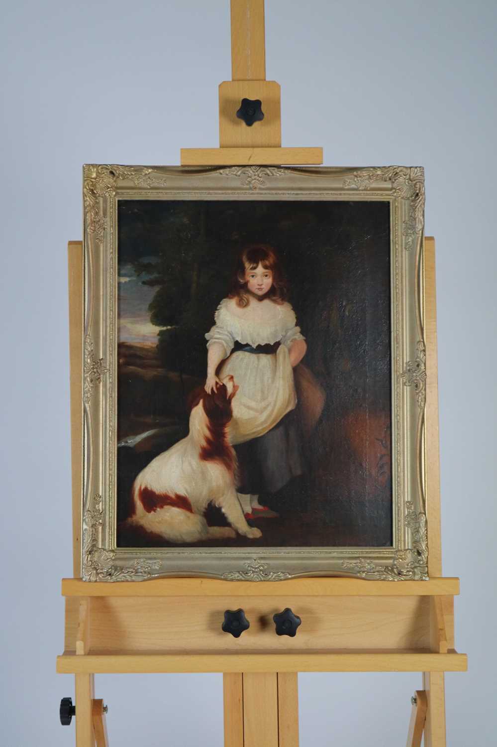 British School (19th Century), Portrait of a Young Girl with her Dog - Image 2 of 3