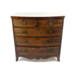 A 19th century mahogany veneered bow-fronted chest of drawers, 105cm wide