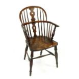 A Victorian elm and beech double hoop windsor chair, of good colour