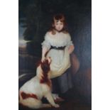 British School (19th Century), Portrait of a Young Girl with her Dog