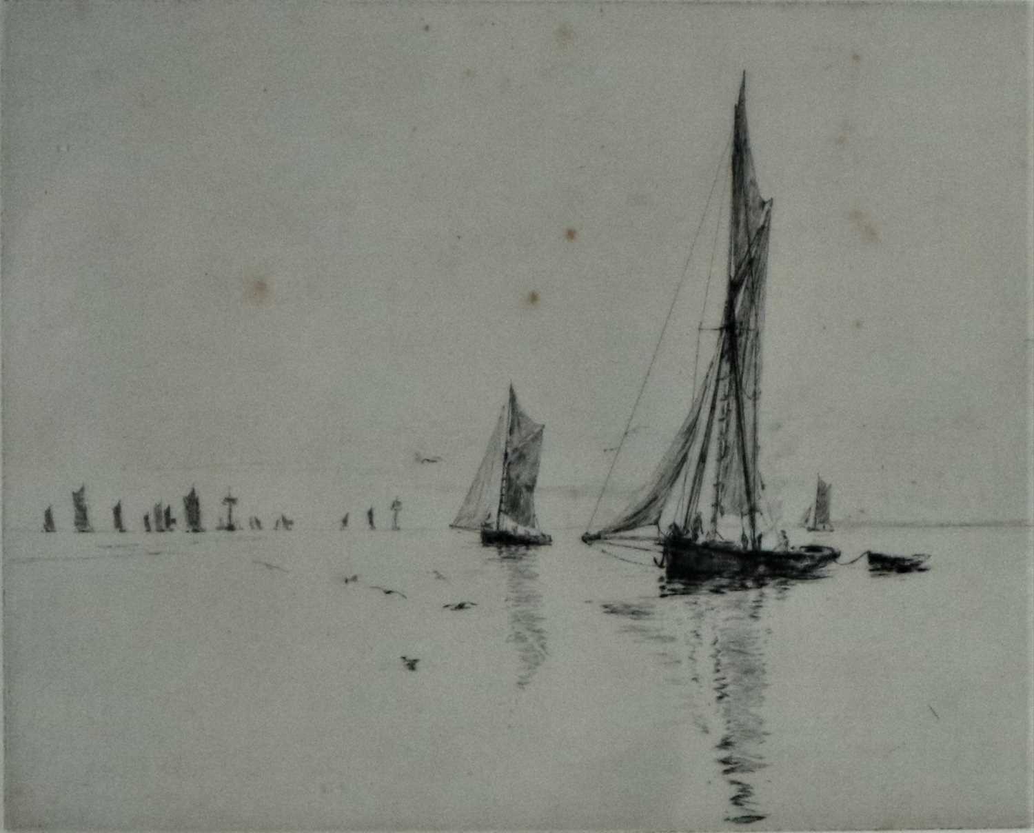 William Lionel Wyllie (British 1851-1931), Etching of Sail Boats