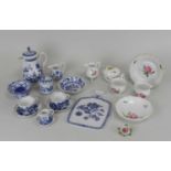 A Meissen bachelor set, 20th century, painted in colours with roses and foliage and comprising