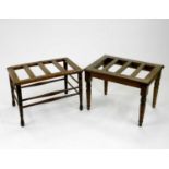 A beech luggage rack, circa 1900, 66cm wide x 42cm deep x 45cm high, and another (2)