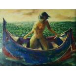 Paul Martinez-Frias (Welsh School, b.1929), Lady in a Rowing Boat