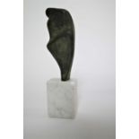 Contemporary Abstract Bronze Sculpture with Marble Base