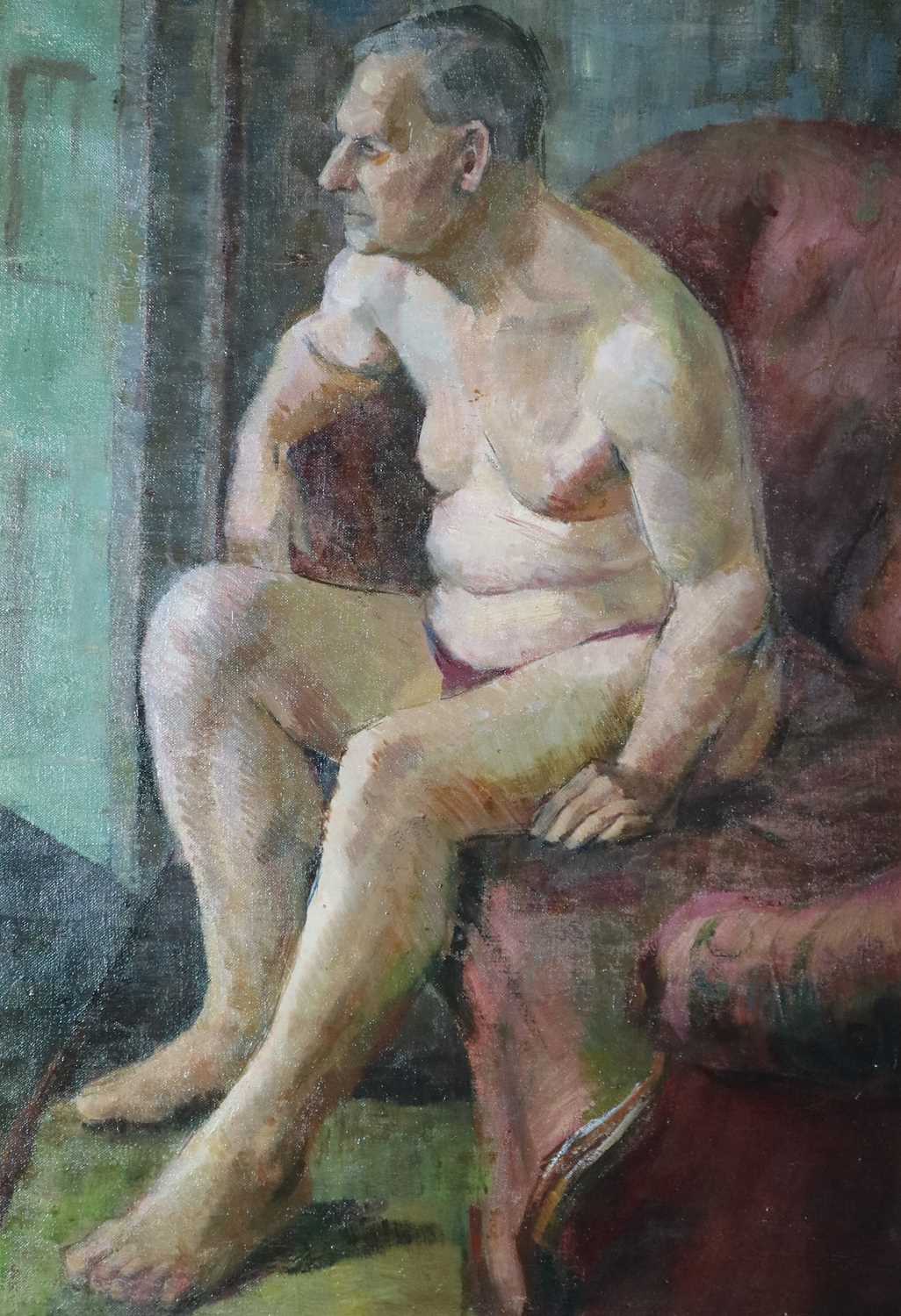 Manner of Lucien Freud (1922-2011), Seated Nude Study