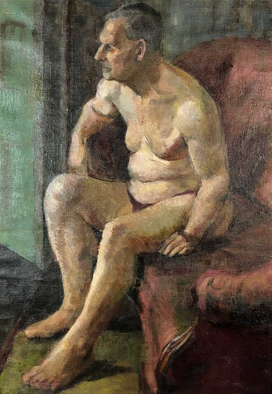 Manner of Lucien Freud (1922-2011), Seated Nude Study - Image 5 of 7