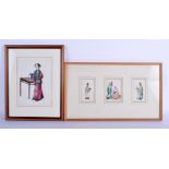A SET OF SEVEN 19TH CENTURY CHINESE PITH PAPER WATERCOLOURS. Largest 21 cm x 15 cm. (7)