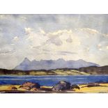 SCOTTISH SCHOOL (20th century) FRAMED WATERCOLOUR, mountainous landscape, signed, inscription verso.