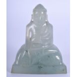 AN EARLY 20TH CENTURY CHINESE CARVED ICEY JADEITE FIGURE OF A BUDDHA Late Qing/Republic. 7 cm x 4.5