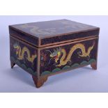 A LATE 19TH CENTURY CHINESE CLOISONNE ENAMEL CASKET decorated with dragons and flaming pearls. 12 cm