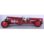 A VINTAGE MECCANO CAR, formed with a suede seat cover. 42 cm long.