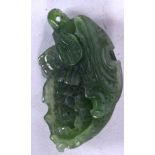 A CHINESE HARDSTONE CARVED PENDANT , in the form of a cabbage leaf. 4.5 cm long.