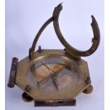 AN 18TH/19TH CENTURY FRENCH BRONZE COMPASS with twin level supports. 14 cm x 14 cm.