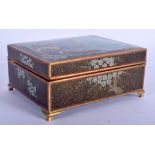 A FINE EARLY 20TH CENTURY JAPANESE MEIJI PERIOD CLOISONNE ENAMEL CASKET decorated with birds and fol