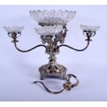 A LARGE LATE VICTORIAN SILVER PLATED TABLE CENTRE PIECE. 30 cm x 30 cm.