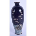 AN EARLY 20TH CENTURY JAPANESE MEIJI PERIOD CLOISONNE ENAMEL VASE decorated with birds. 13.5 cm high