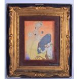 A 1920S CONTINENTAL WATERCOLOUR GOUACHE Female & Monkey, bearing label to exterior Guillermanz. Imag