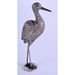 A RARE 18TH/19TH CENTURY CONTINENTAL SILVER FIGURE OF A BIRD the feathers rising to reveal a snuff c