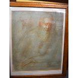 MAREK RUDNICKI (1927-2004) FRAMED POLISH PASTEL, “Two Sages”, label verso. 52 cm x 44 cm.