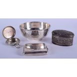 A CONTINENTAL SILVER BOWL together with a Victorian Irish silver watch case, another silver watch ca