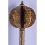 AN UNUSUAL 19TH CENTURY EASTERN EUROPEAN IRON MACE Hungarian or Polish, inlaid with scrolling gilt m