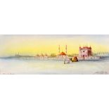 H A LINTON (British) FRAMED WATERCOLOUR, “Egyptian Mosque”, signed. 16 cm x 42 cm.