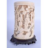 A 19TH CENTURY CHINESE CARVED IVORY TUSK VASE Qing. 13 cm x 8 cm.