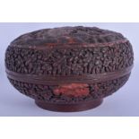 AN 18TH/19TH CENTURY CHINESE CARVED CINNABAR LACQUER BOWL AND COVER Qianlong/Jiaqing, decorated with