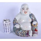 A 1950S CHINESE FAMILLE ROSE PORCELAIN FIGURE OF A BUDDHA modelled holding prayer beads. 28 cm x 18