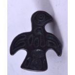 A LURISTAN BRONZE BIRD SEAL PENDANT. 3 cm long.