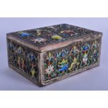 AN EARLY 20TH CENTURY CHINESE ENAMELLED BOX AND COVER decorated with fish, foliage and motifs. 11 cm