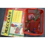 A VINTAGE BOXED MECCANO KIT, together with loose Meccano. (qty)