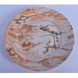 AN EARLY 20TH CENTURY CHINESE PORCELAIN FAUX BOIS PLATE bearing Qianlong marks to base. 19 cm diamet