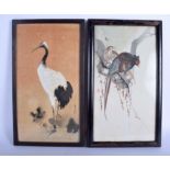 TWO LATE 19TH CENTURY JAPANESE MEIJI PERIOD WATERCOLOURS. Image 17 cm x 33 cm. (2)