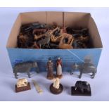 A COLLECTION OF ANTIQUE GERMAN FOLK ART TOYS from a Noah's ark, in various forms and sizes.