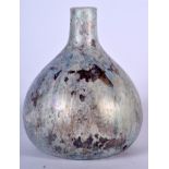 A BULBOUS GLASS VASE, possibly Roman. 21.5 cm x 16.5 cm.