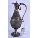 A MAJESTIC 19TH CENTURY NORTH WEST INDIAN SILVER PEDESTAL EWER possibly Bhuj & by Oomersi Mawji, of