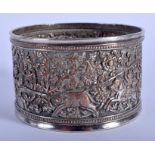 A RARE 19TH CENTURY ELKINGTON & CO SILVER PLATED BOTTLE COASTER. 9.5 cm wide.