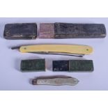 A VICTORIAN SILVER AND MOTHER OF PEARL FRUIT KNIFE and a George Butler razor. (2)