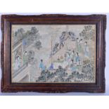 CHINESE SCHOOL (early 20th century) FRAMED WATERCOLOUR ON SILK, females in various pursuits. 32 cm