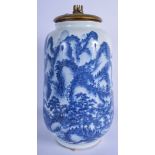 A 19TH CENTURY JAPANESE MEIJI PERIOD BLUE AND WHITE VASE painted with landscapes. Vase 31 cm x 14 c