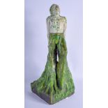 A LARGE PAINTED PLASTER WOMEN. 60 cm high.