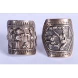TWO CHINESE SILVER RINGS. (2)