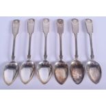 SIX VICTORIAN SILVER SPOONS. Chester 1877. 3.8 oz. (6)
