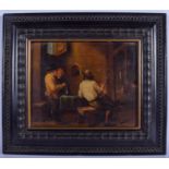 AN EARLY 19TH CENTURY DUTCH OIL ON BOARD Tavern Scene. Image 24 cm x 20 cm.